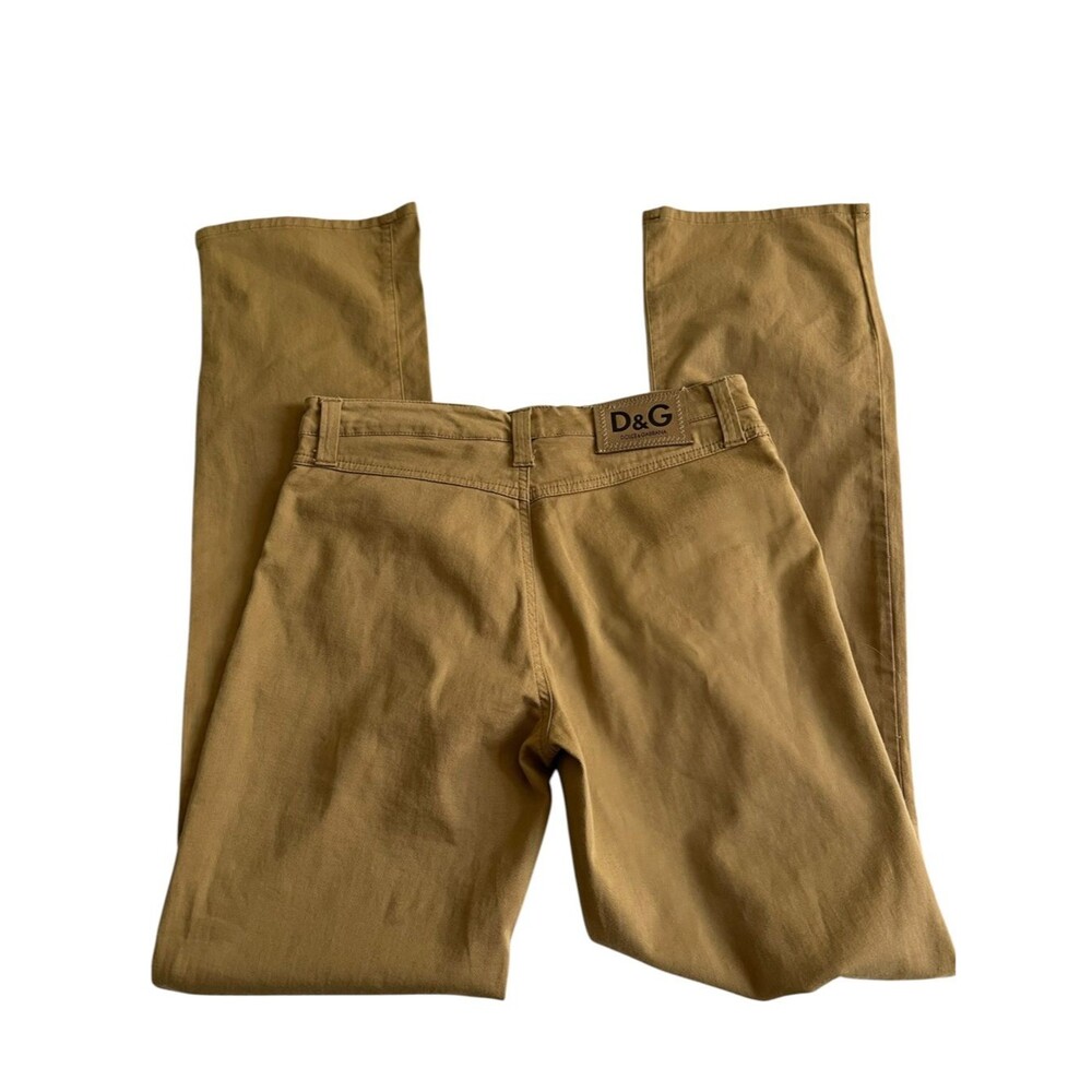 Dolce & Gabbana D&G Vintage Straight Pants Camel Cotton Wool Stretch Y2K